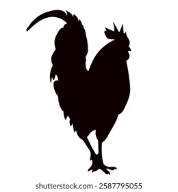 silhouette of a rooster on a white background, vector