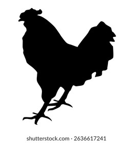 Silhueta de um galo em um fundo branco. Roosters Silhueta para Design