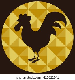 Silhouette of rooster stained glass window.Vector illustration