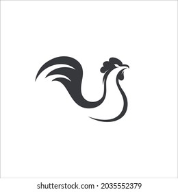 Silhouette of the rooster vector icon illustration design