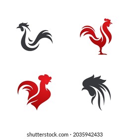 Silhouette of the rooster vector icon illustration design