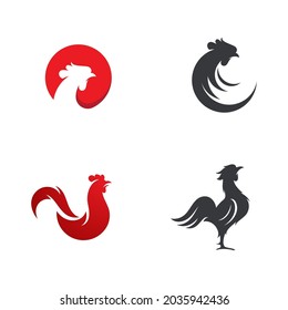 Silhouette of the rooster vector icon illustration design