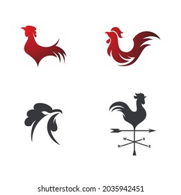 Silhouette of the rooster vector icon illustration design