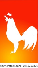 the silhouette of rooster. white silhouette, For illustration, and others. Simple vector design