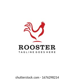 The silhouette of a rooster who looked stoutly looking forward eagerly logo design.