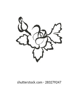  silhouette of rose  - black vector icon