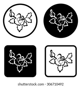  silhouette of rose  - black vector icon