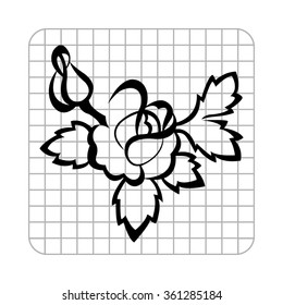 silhouette of rose  - black vector icon