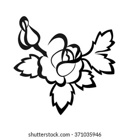 silhouette of rose  - black vector icon