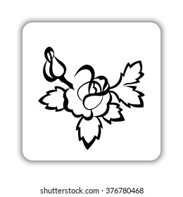 silhouette of rose  - black vector icon