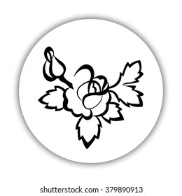 silhouette of rose  - black vector icon