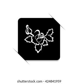 silhouette of rose  - black vector icon