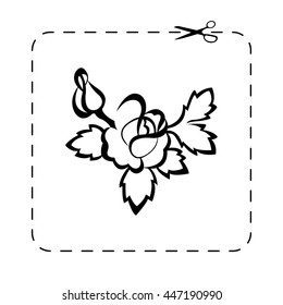 silhouette of rose -  black vector icon