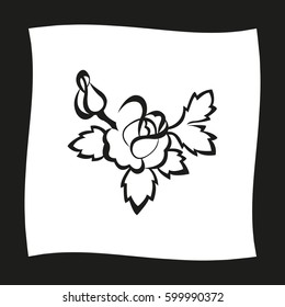 silhouette of rose  - black vector icon