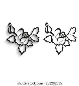 silhouette of rose - black vector icons