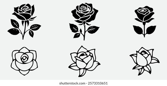 Silhouette of a Rose with Dropping Petals, A Symbol of Elegance and Timeless Beauty