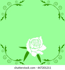 silhouette rose and floral elements arranged in a frame
