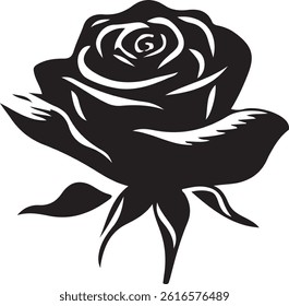 Silhouette Rose Flower Blooming position