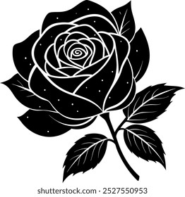  Ilustración de diseño de Vector de flores de rosa de silueta 
