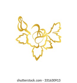 silhouette of rose - gold vector icon