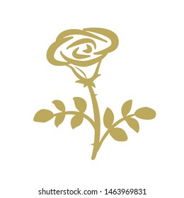 Silhouette of a rose of golden color. Vector.