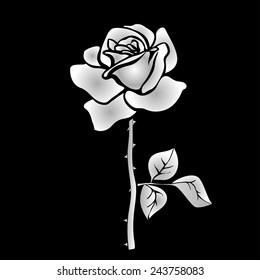 silhouette of rose isolated on gray background. Vector illustration.