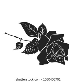 silhouette of rose isolated on white background. Vector illustration.