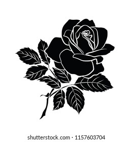 silhouette of rose isolated on white background. Vector illustration.