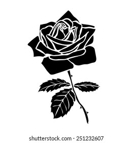 silhouette of rose isolated on white background. Vector illustration.