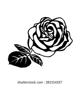 silhouette of rose isolated on white background. Vector illustration.