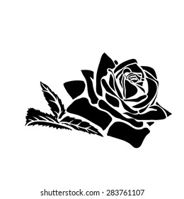 Silhouette Rose Isolated On White Background Stock Vector (Royalty Free ...