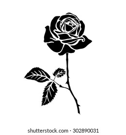 silhouette of rose isolated on white background. Vector illustration.