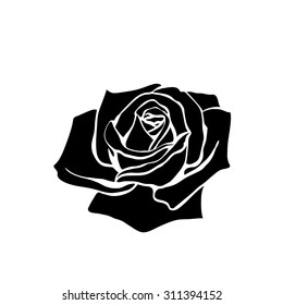 silhouette of rose isolated on white background. Vector illustration.