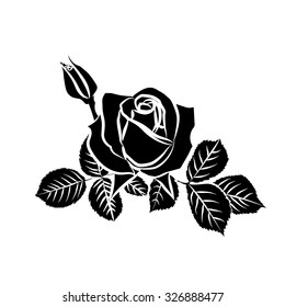 silhouette of rose isolated on white background. Vector illustration.