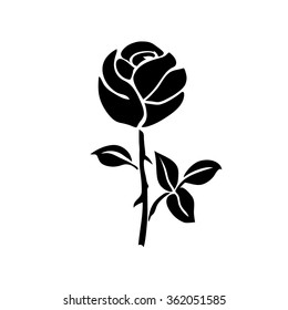 silhouette of rose isolated on white background. Vector illustration.