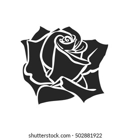 silhouette of rose isolated on white background. Vector illustration.