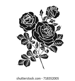 Silhouette Rose Isolated On White Background Stock Vector (Royalty Free ...