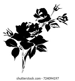 silhouette of rose isolated on white background. Vector illustration.