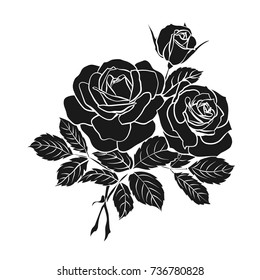 silhouette of rose isolated on white background. Vector illustration.