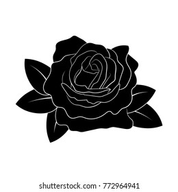 Floral Background Silhouette Rose Leaves On Stock Vector (Royalty Free ...