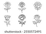 Silhouette rose line icon on white background