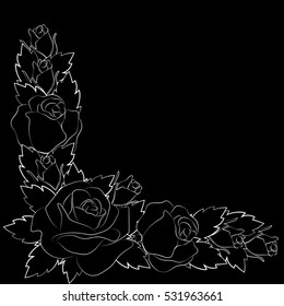 silhouette of a rose on a black background