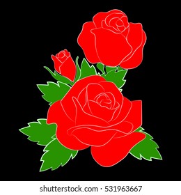 silhouette of a rose on a black background