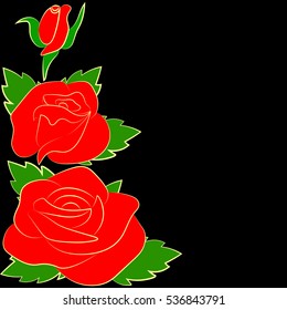 silhouette of a rose on a black background