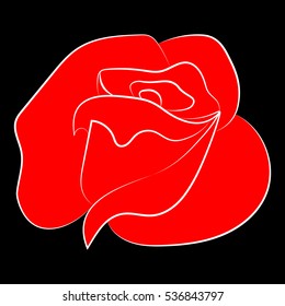 silhouette of a rose on a black background