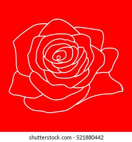 silhouette of a rose on a red background