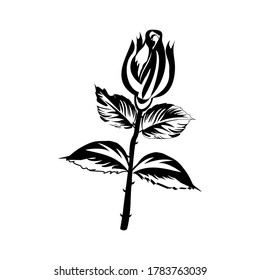 Silhouette of a rose on a white background. Illustration vector