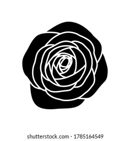 Silhouette de una rosa sobre un fondo blanco. Fondo floral.