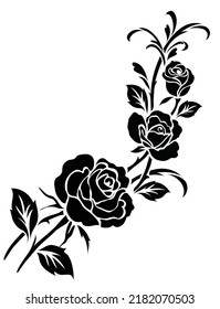 Silhouette of rose on a white background