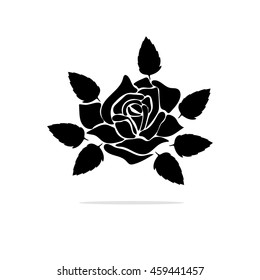 silhouette of rose on a white background